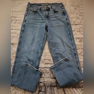 American Eagle Outfitters Women's Light Blue Straight Leg Jeans